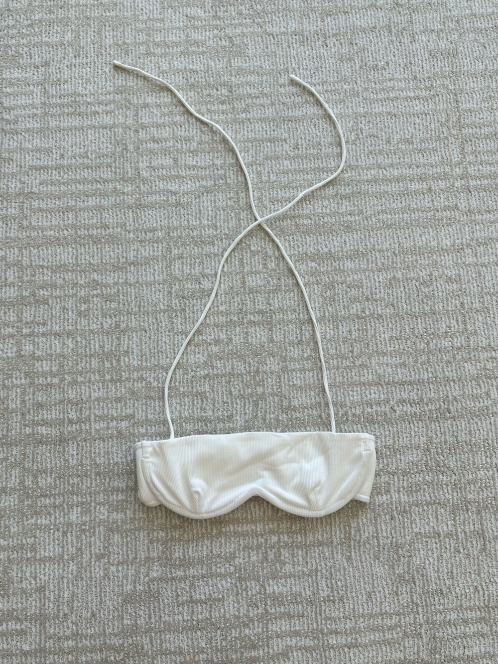 Princess Polly White Ribbed Bandeau Top